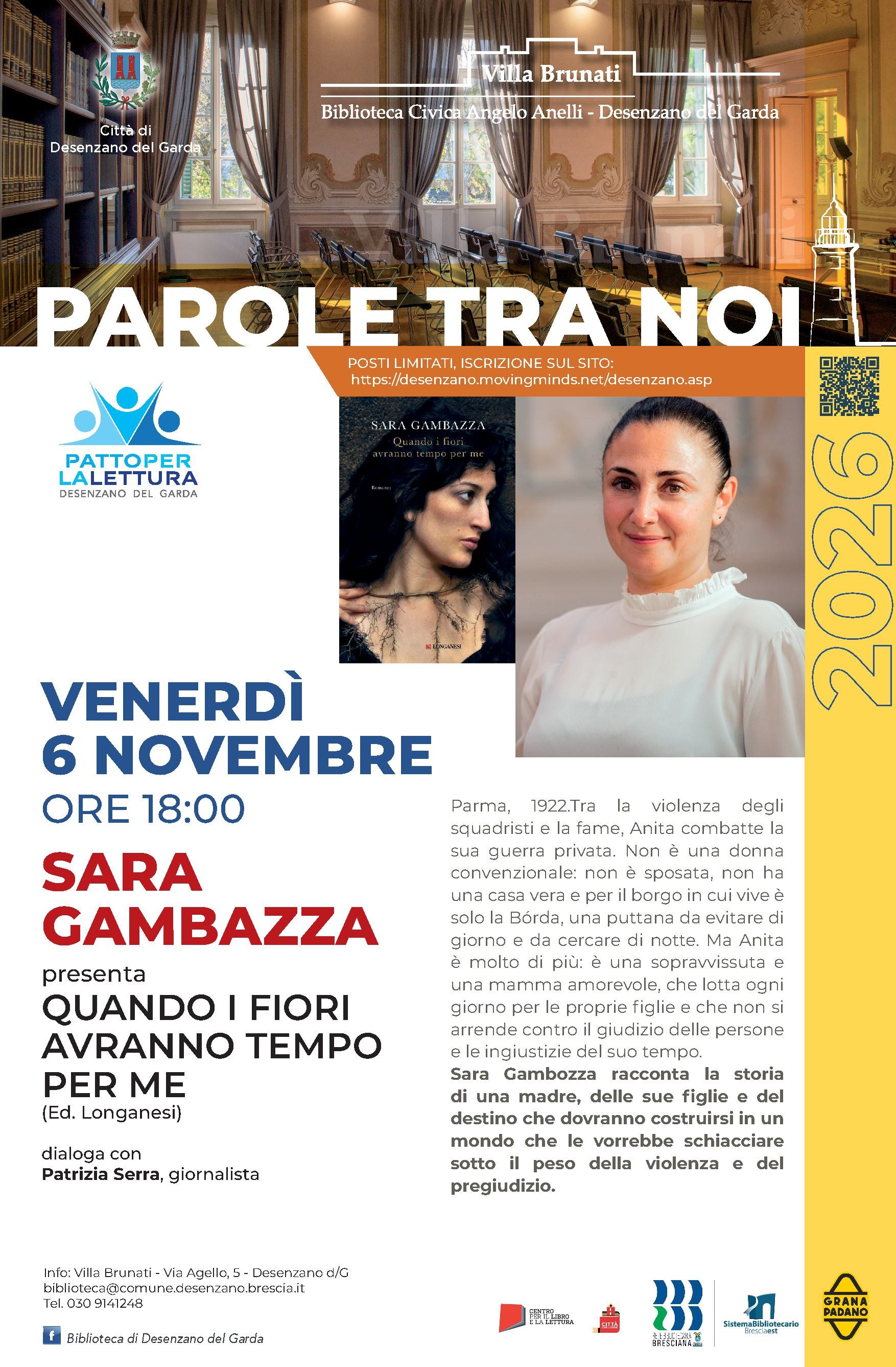 venerdì 6 novembre, ore 18:00  PAROLE TRA NOI: Sara Gambazza